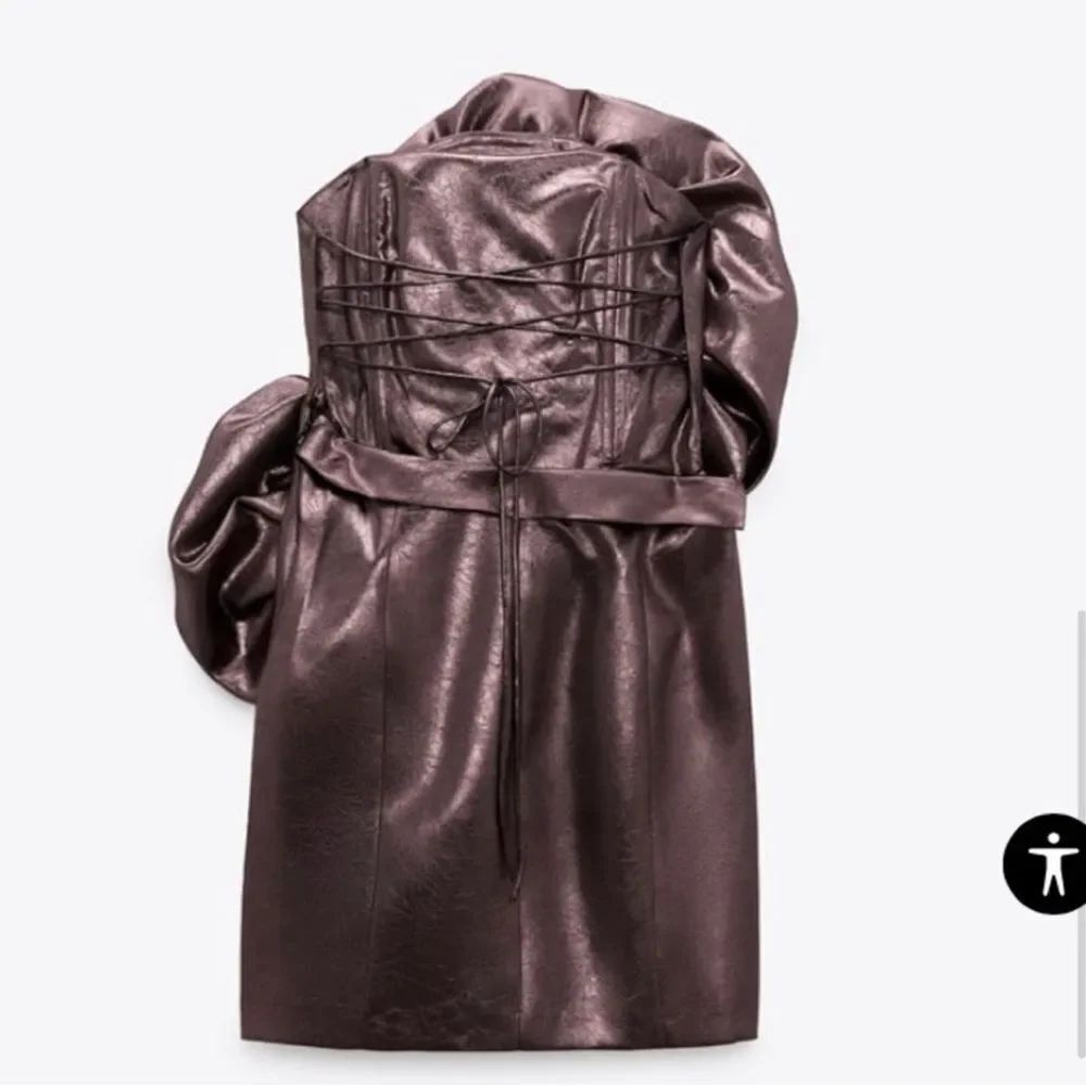 New Zara metallic large flower bronze rose avant-garde mini dress L - Picture 5 of 5